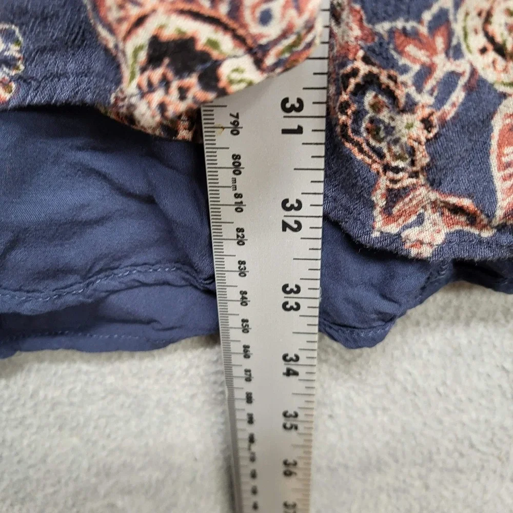 Free People Women Dress L Navy Floral Lucky Loosie Swing Boho‎ Scoop Neck